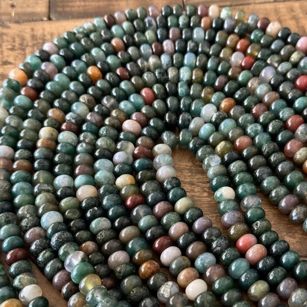 8mm Indian Agate Bead Strand - Rondelle - Picture 4 of 4